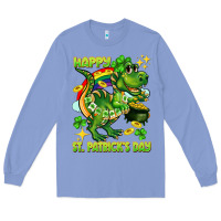 Colony Blue Happy St. Patrick's Day T-rex Long Sleeve Tee - CowGirlArtShop