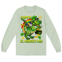 Matcha Happy St. Patrick's Day T-rex Long Sleeve Tee - CowGirlArtShop