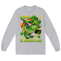 Moon Dust Happy St. Patrick's Day T-rex Long Sleeve Tee - CowGirlArtShop