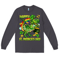 Smoke Happy St. Patrick's Day T-rex Long Sleeve Tee - CowGirlArtShop