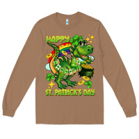 Toasted Coconut Happy St. Patrick's Day T-rex Long Sleeve Tee - CowGirlArtShop