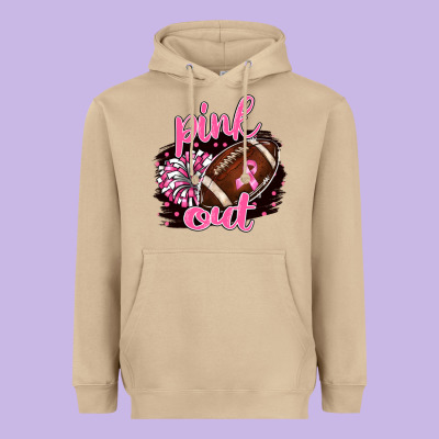 Pink Out Football Heavyweight Hoodie Designed By Barkaloodesign
