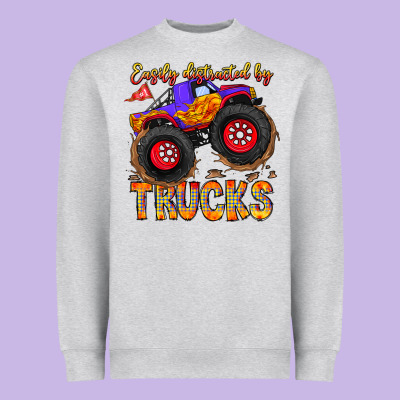 Easily Distracted By Trucks Heavyweight Sweatshirt Designed By Cowhidedigitalart