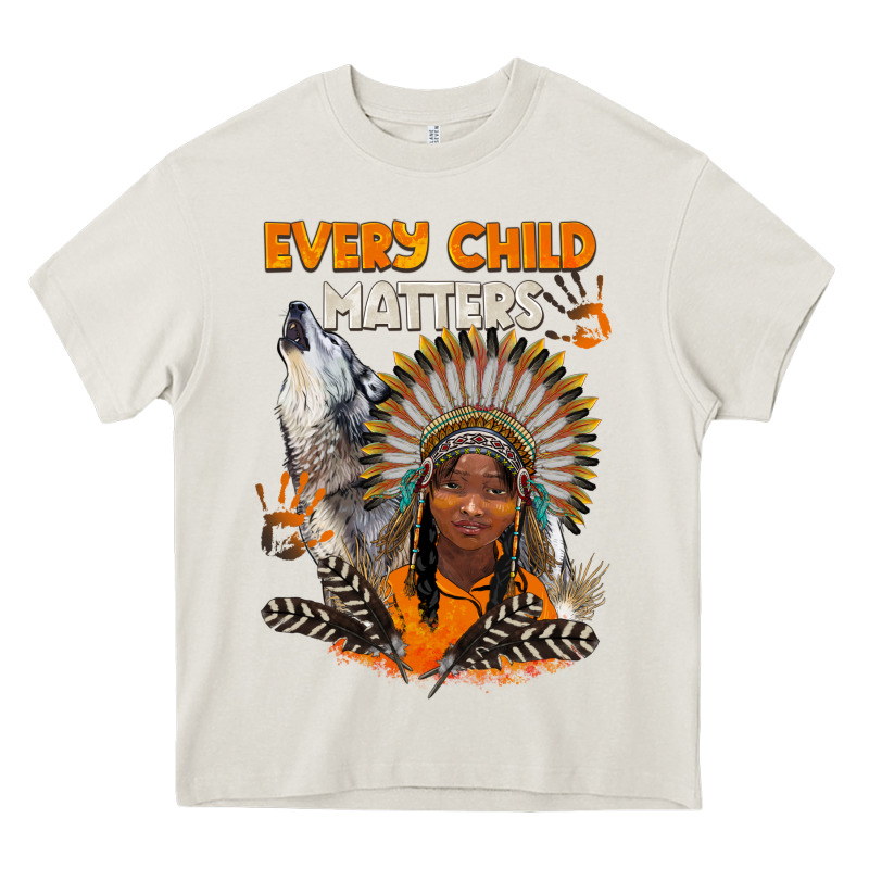 Every Child Matters Child And Wolf Heavy Core Tee by BarkalooDesign | Teevron