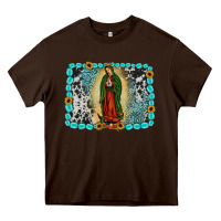 Chocolate Brown Gemstone our lady of Guadalupe Heavy Core Tee - JahusDesignShop