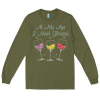 Army Green At My Age I need Glasses Long Sleeve Tee - DesignPulse