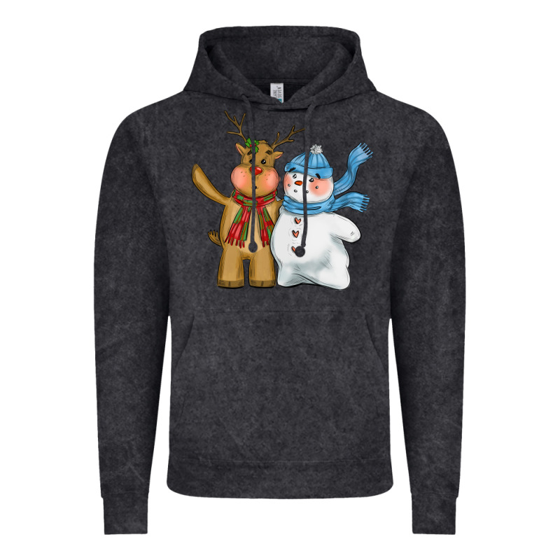 Christmas Reindeer Snowman Vintage Hoodie by CowGirlArtShop | Teevron