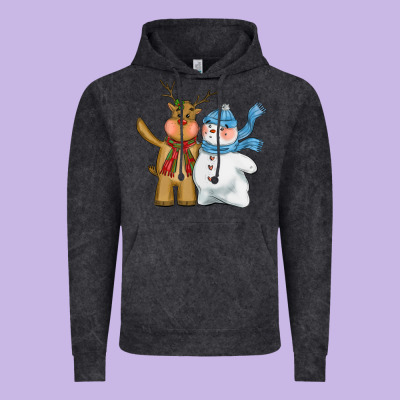 Christmas Reindeer Snowman Vintage Hoodie Designed By Cowgirlartshop