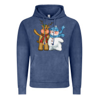 Vintage Denim christmas reindeer snowman Vintage Hoodie - CowGirlArtShop