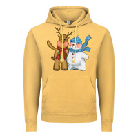 Vintage Mustard christmas reindeer snowman Vintage Hoodie - CowGirlArtShop