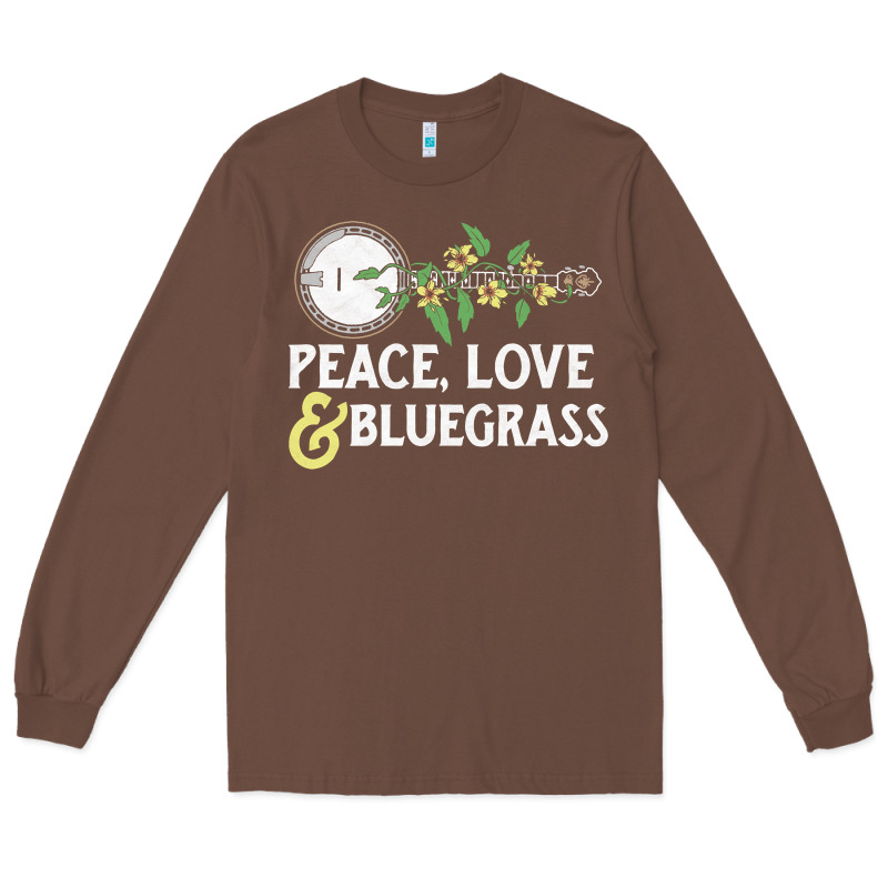 Peace , Love & Bluegrass   Banjo Nature Vines Illu Long Sleeve Tee by DesignPulse | Teevron