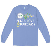 Colony Blue peace , love & bluegrass   banjo nature vines illu Long Sleeve Tee - DesignPulse