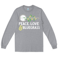 Heather Grey peace , love & bluegrass   banjo nature vines illu Long Sleeve Tee - DesignPulse