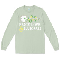 Matcha peace , love & bluegrass   banjo nature vines illu Long Sleeve Tee - DesignPulse