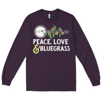 Plum peace , love & bluegrass   banjo nature vines illu Long Sleeve Tee - DesignPulse