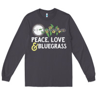 Smoke peace , love & bluegrass   banjo nature vines illu Long Sleeve Tee - DesignPulse