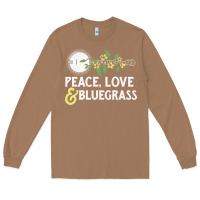 Toasted Coconut peace , love & bluegrass   banjo nature vines illu Long Sleeve Tee - DesignPulse
