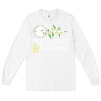 White peace , love & bluegrass   banjo nature vines illu Long Sleeve Tee - DesignPulse