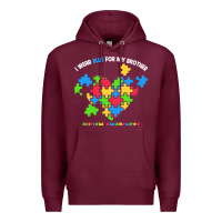 Burgundy Wear Blue For My Brother Autism Premium Hoodie - CowhideDigitalArt