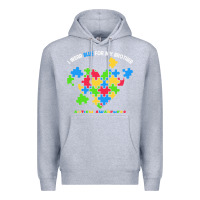Heather Grey Wear Blue For My Brother Autism Premium Hoodie - CowhideDigitalArt