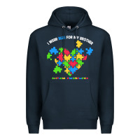 Navy Wear Blue For My Brother Autism Premium Hoodie - CowhideDigitalArt