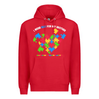 Red Wear Blue For My Brother Autism Premium Hoodie - CowhideDigitalArt