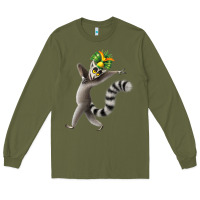 Army Green All Hail King Julien Long Sleeve Tee - DesignPulse