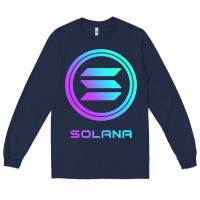 Navy solana crypto sol coin blockchain decentralized application long sleev Long Sleeve Tee - DesignPulse