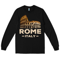 Black Cool Vintage Roma Italia Colosseum Souvenirs, Rome Italy Pullover Hood Long Sleeve Tee - DesignPulse