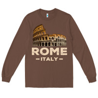 Chestnut Cool Vintage Roma Italia Colosseum Souvenirs, Rome Italy Pullover Hood Long Sleeve Tee - DesignPulse