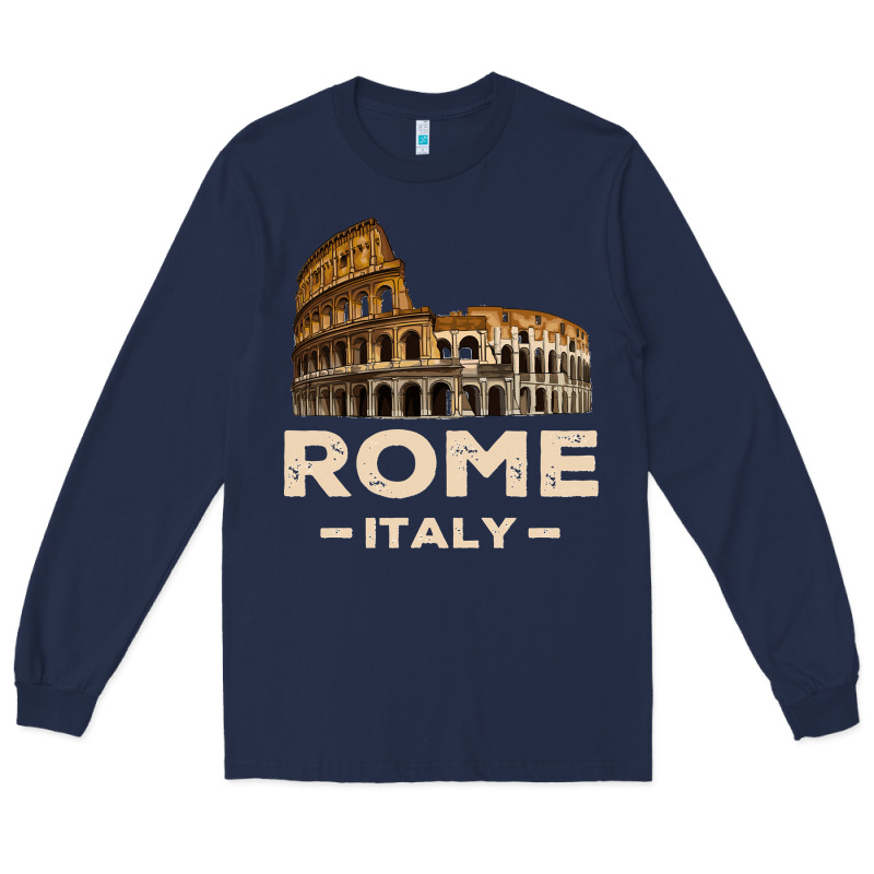 Cool Vintage Roma Italia Colosseum Souvenirs, Rome Italy Pullover Hood Long Sleeve Tee by DesignPulse | Teevron