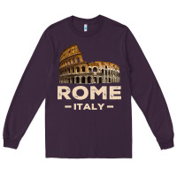 Plum Cool Vintage Roma Italia Colosseum Souvenirs, Rome Italy Pullover Hood Long Sleeve Tee - DesignPulse