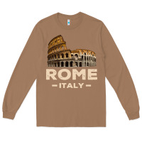 Toasted Coconut Cool Vintage Roma Italia Colosseum Souvenirs, Rome Italy Pullover Hood Long Sleeve Tee - DesignPulse