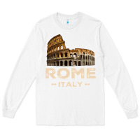 White Cool Vintage Roma Italia Colosseum Souvenirs, Rome Italy Pullover Hood Long Sleeve Tee - DesignPulse