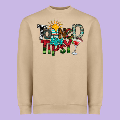 Tanned And Tipsy Heavyweight Sweatshirt Designed By Cowhidedigitalart