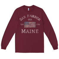 Bar Harbor Maine Usa American Flag Established Me Vintage Long Sleeve Tee | Teevron
