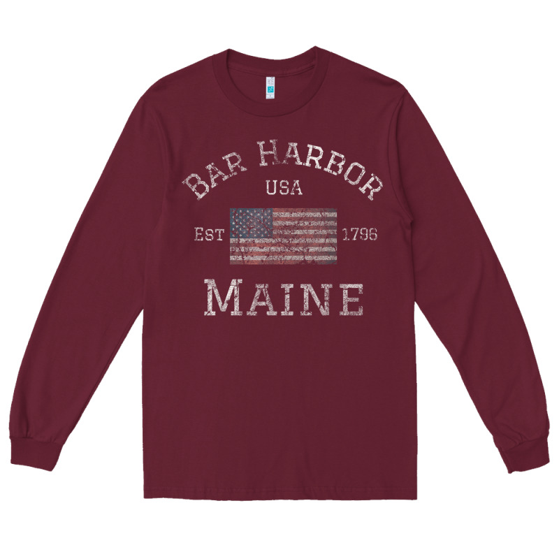 Bar Harbor Maine Usa American Flag Established Me Vintage Long Sleeve Tee by PixelWave | Teevron