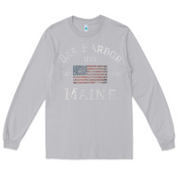 Moon Dust Bar Harbor Maine USA American Flag Established ME Vintage Long Sleeve Tee - PixelWave
