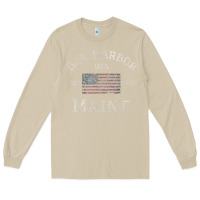 Mushroom Bar Harbor Maine USA American Flag Established ME Vintage Long Sleeve Tee - PixelWave