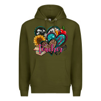Army Green teacher hearts Premium Hoodie - Jasminsmagicworld