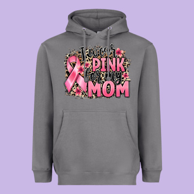 I Wear Pink For My Mom Heavyweight Hoodie Designed By Barkaloodesign