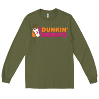 Army Green Dunkin'donuts Long Sleeve Tee - PixelWave