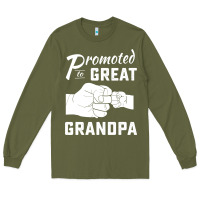 Army Green Promoted to Great Grandpa Long Sleeve Tee - PixelWave