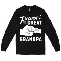 Black Promoted to Great Grandpa Long Sleeve Tee - PixelWave