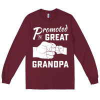 Burgundy Promoted to Great Grandpa Long Sleeve Tee - PixelWave