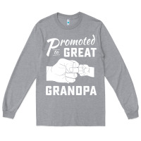 Heather Grey Promoted to Great Grandpa Long Sleeve Tee - PixelWave