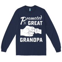 Navy Promoted to Great Grandpa Long Sleeve Tee - PixelWave