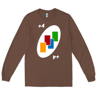 Chestnut Uno Card Game Draw Four Long Sleeve Tee - PixelWave