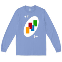 Colony Blue Uno Card Game Draw Four Long Sleeve Tee - PixelWave