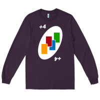 Plum Uno Card Game Draw Four Long Sleeve Tee - PixelWave